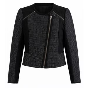 Halogen Black Asymmetrical Zip Textured Moto Jacket - Size Medium